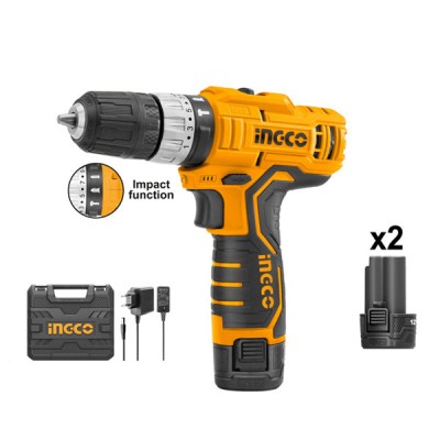 Mașină de găurit-înșurubat compatibilă cu acumulator INGCO CIDLI1232