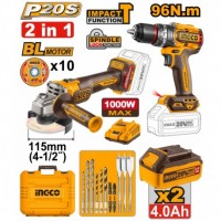 Set masina de gaurit si insurubat polizor cu acumulator INGCO COSLI241298