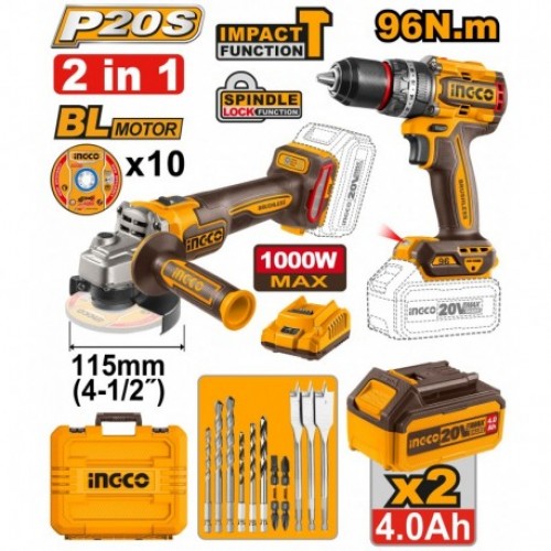Набор из аккумуляторной дрели и отвертки-шлифовальной машины INGCO COSLI241298