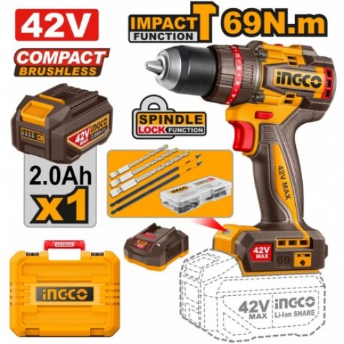 Аккумуляторный ударный шуруповёрт INGCO CIDLI426981