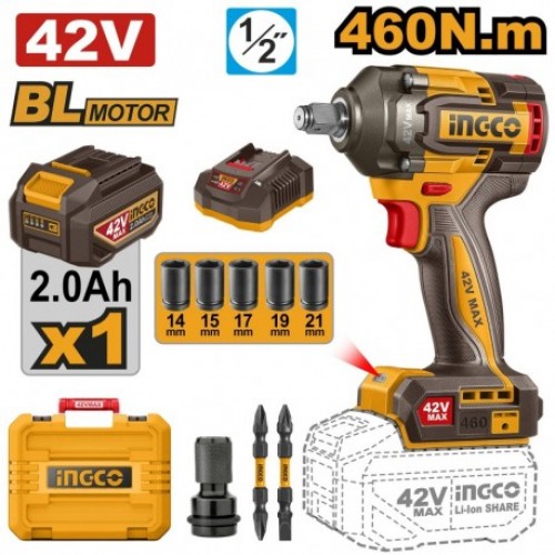 Mașină de înșurubat cu impact cu acumulator INGCO CIWLI42461