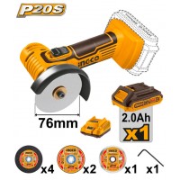 Беспроводная мини-угловая шлифовальная машина INGCO CAGLI76017