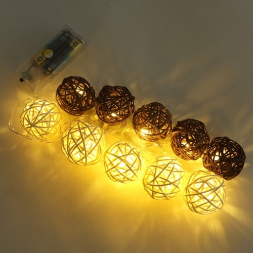 Световая установка на батарейках, GLOBAL CHRISTMAS, 10 лампочек, 2 м, белый цвет