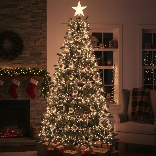 Instalație luminoasă tip cluster, GLOBAL CHRISTMAS, 200 becuri LED, 5 m, Alb Cald