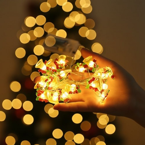 Instalatie luminoasa pe baterii, GLOBAL CHRISTMAS, 20 becuri, 2 m, Alb Cald