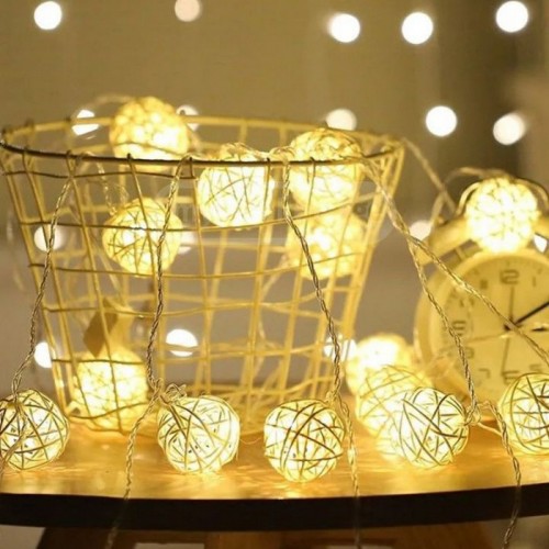 Световая инсталляция, GLOBAL CHRISTMAS, гирлянда, 20 светодиодных лампочек, 4 м, белая