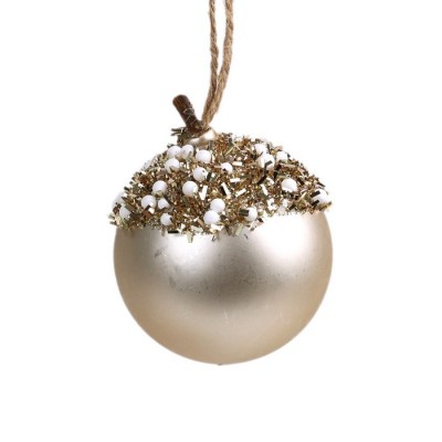 Glob de craciun, GLOBAL CHRISTMAS, 6cm, Sampanie