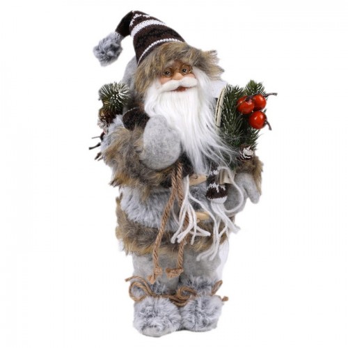 Санта-Клаус, GLOBAL CHRISTMAS, 30 см, светло-серый