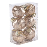 Set globuri de craciun, GLOBAL CHRISTMAS, 6 buc, 6 cm, Sampanie