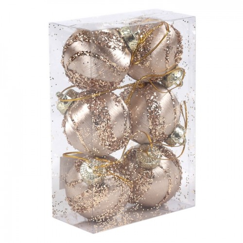 Set globuri de craciun, GLOBAL CHRISTMAS, 6 buc, 6 cm, Sampanie