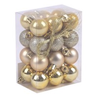 Set globuri de craciun, GLOBAL CHRISTMAS, 24 buc, 3cm, Auriu