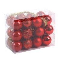 Набор рождественских шаров GLOBAL CHRISTMAS, 24 шт., 3 см, красные