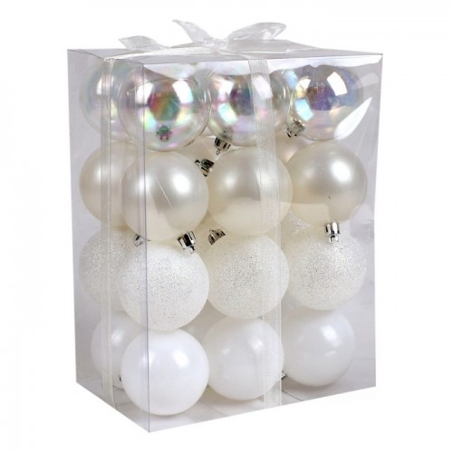 Globuri albe de Crăciun 24 buc x 6 cm Global Christmas