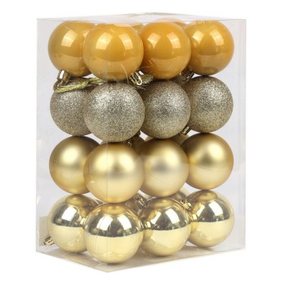 Set globuri de craciun, GLOBAL CHRISTMAS, 24 buc, 6cm, Auriu
