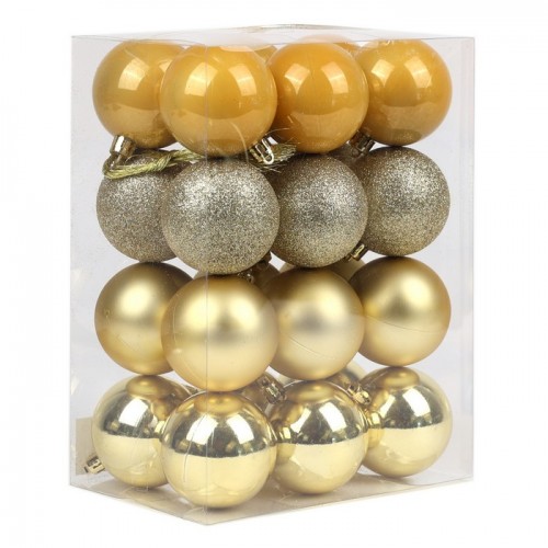 Set globuri de craciun, GLOBAL CHRISTMAS, 24 buc, 6cm, Auriu