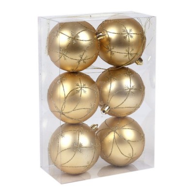 Set globuri de craciun, GLOBAL CHRISTMAS, 6 piese, 8cm, Auriu