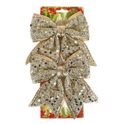Набор декоративных бантов GLOBAL CHRISTMAS, 2 шт., 14x16 см, золото