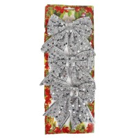 Set fundite decorative, GLOBAL CHRISTMAS, 3 buc, 11x14 cm, Argintiu